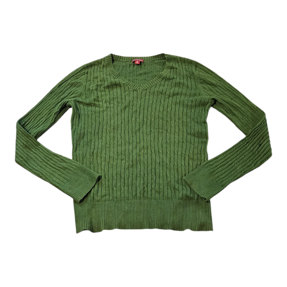 Merona Medium Green Long Sleeve Knit Pullover Sweater *flawed*